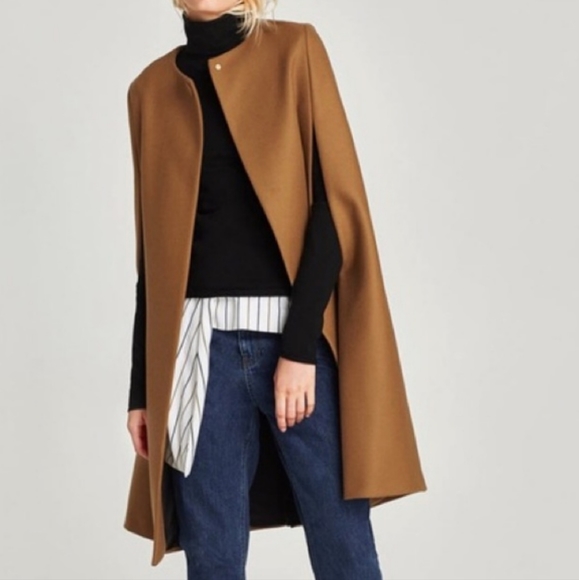 Zara Jackets & Coats Zara Long Wool Blend Cape Coat Camel Color Poshmark